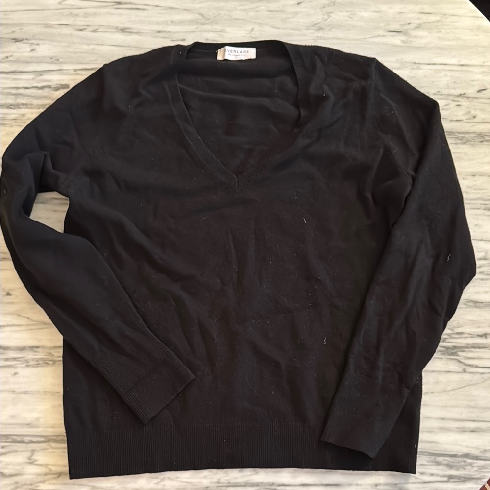 Everlane Black V-Neck Sweater